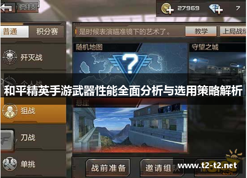 和平精英手游武器性能全面分析与选用策略解析